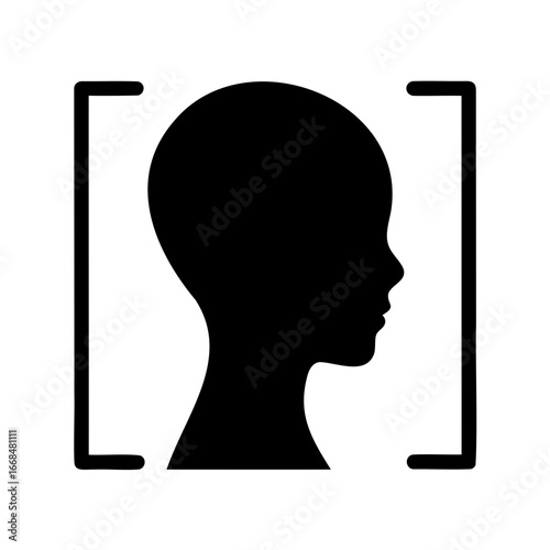 Face detection scan icon for profile recognition and identity verification security