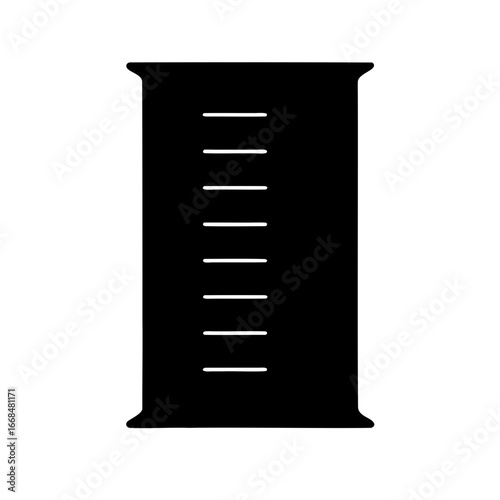 Black and White Beaker Silhouette with Horizontal Lines Indicating Measurement Levels
