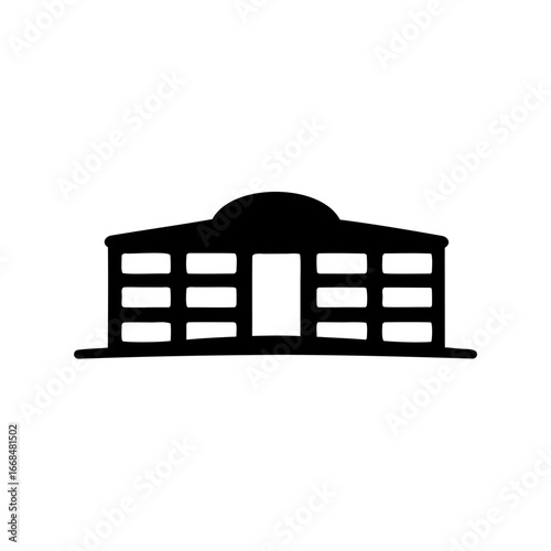 Simple black and white icon of a stately building or courthouse
