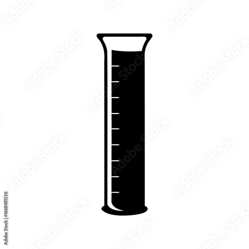 Black and White Illustration of a Graduated Cylinder with Liquid Inside