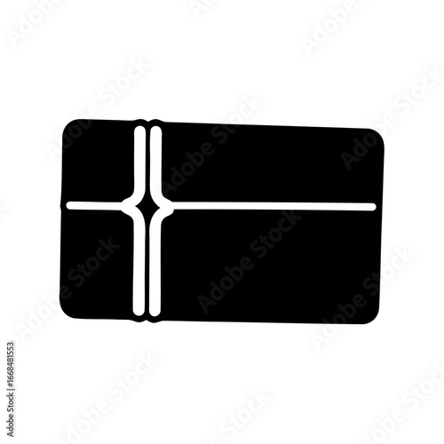 Geometric flat illustration of a black rectangle with white dividing lines