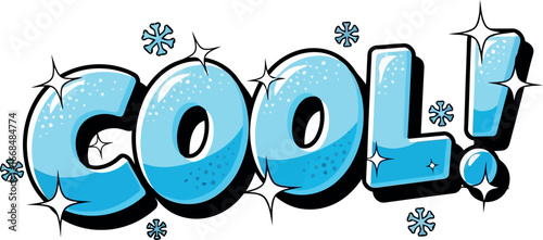 Cool word art with sparkling snowflakes and bright highlights vector