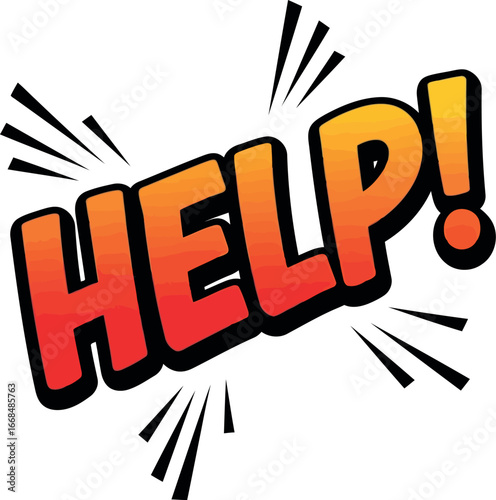 Helpful word distress call comic style illustration vector