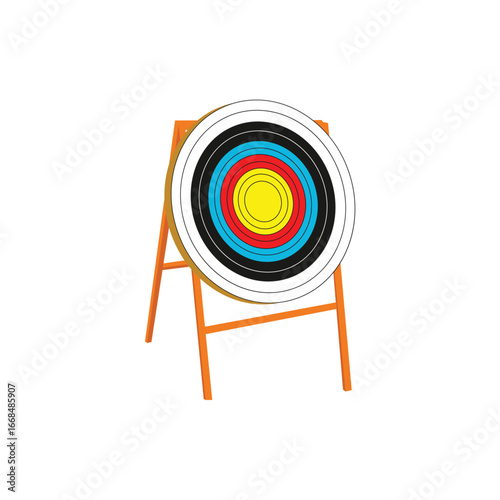 Archery target boards with colorful rings. One target shows arrows hitting the bullseye, the other displays four practice targets. Perfect for sports, accuracy, competition, and training themes.
