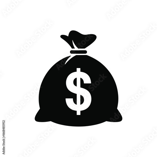 Black silhouette of a money bag with a dollar sign
