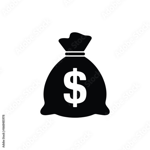 Black silhouette of a money bag with a dollar sign