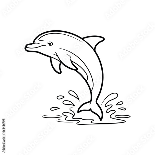Simple outline drawing of a dolphin leaping from water