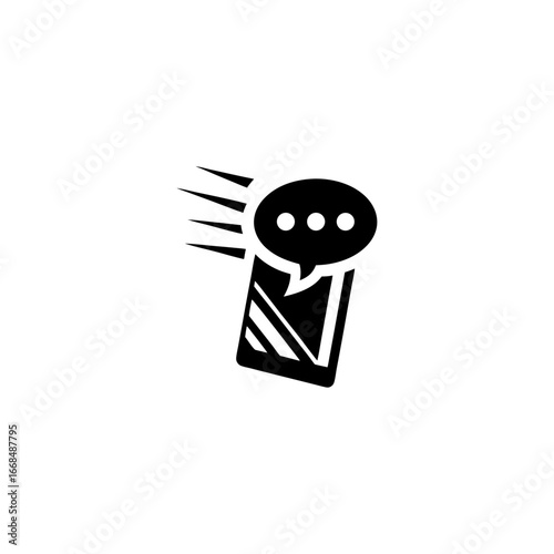 Single Line Art Mobile Phone with Chat Bubble – Minimal Outline Communication Icon, Messaging App Symbol, Smartphone Conversation Vector Illustration