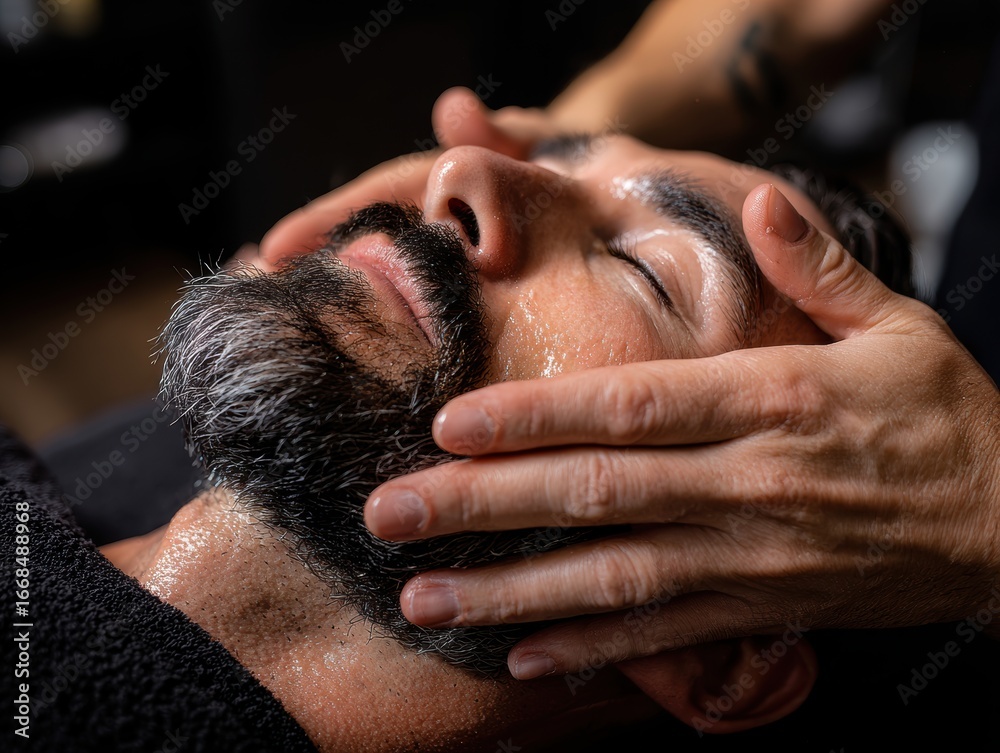 Fototapeta premium Relaxing facial massage experience spa photography tranquil environment close-up view self-care concept