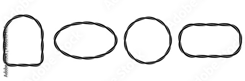 Set of different rope frames. Nautical circular rope silhouette collection. Vector illustration isolated on white.