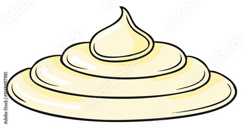 Stylized swirl of yellow cream or frosting with a peak