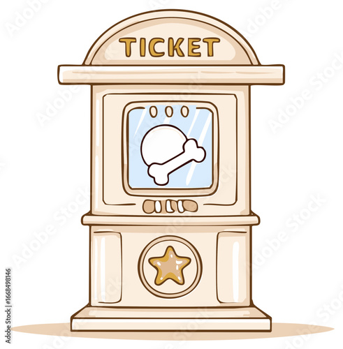 Whimsical Ticket Machine with Bone and Drumstick Display for Pet Food and Fun Rewards