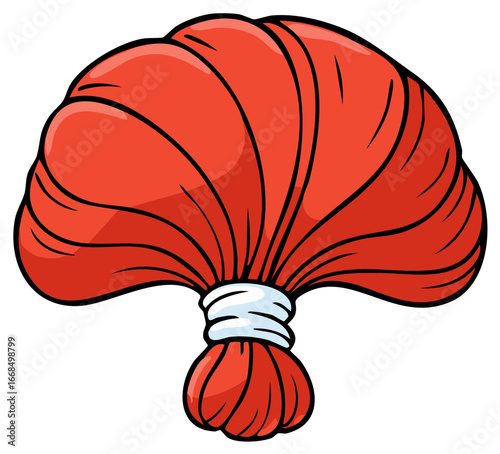 Red herbal compress pouch illustration for spa wellness natural healing and traditional therapy