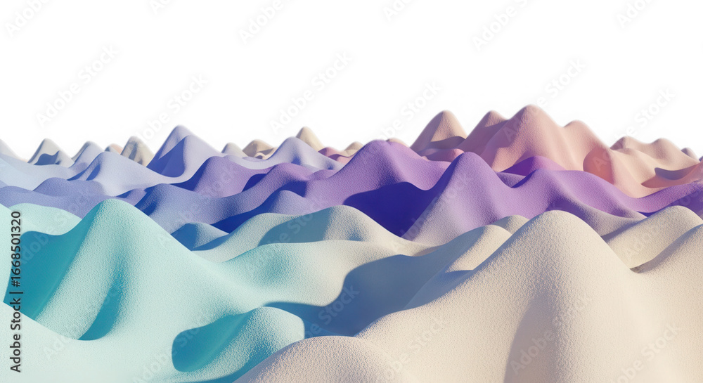 Obraz premium Abstract pastel landscape with smooth mountains isolated on transparent background