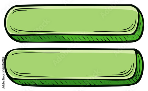 Hand drawn green equals sign with 3D effect cartoon style vector illustration