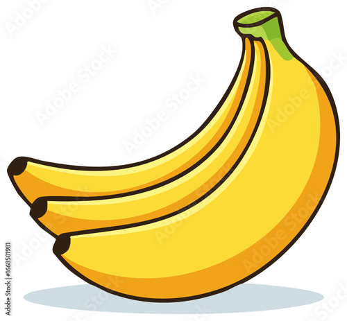 Bunch of ripe yellow bananas, cartoon illustration
