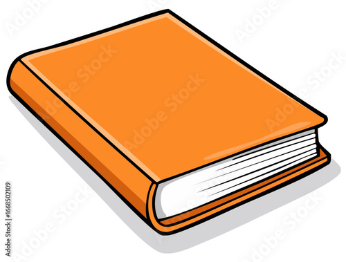Closed Orange Book with Black Outline Simple Vector Illustration Graphic
