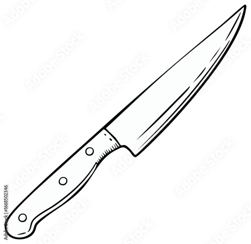 Sharp Kitchen Knife Illustration: Cutlery for Cooking and Food Preparation