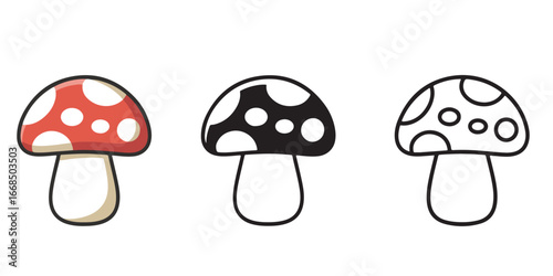 mushroom outline coloring book page line art 