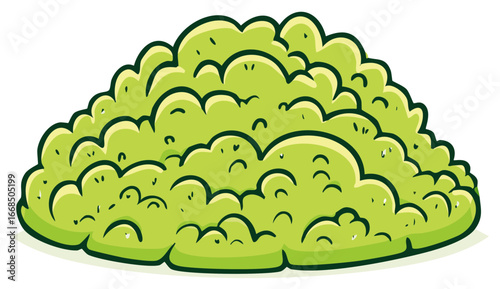 Stylized Green Bush Illustration, Outdoor Element, Ornamental Decoration