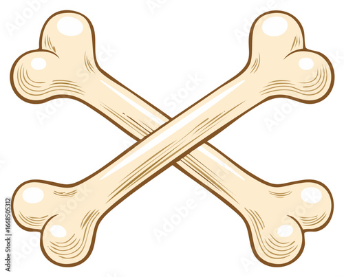 Cartoon crossed bones illustration. Pirate symbol for danger poison or Halloween