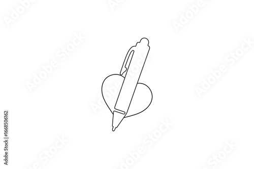Ball pen continuous one line drawing minimalist outline vector illustration
