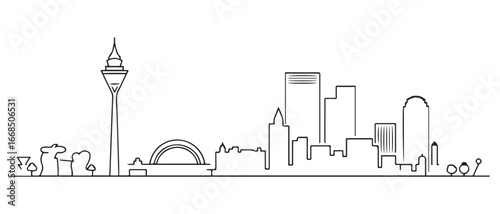 Johannesburg Cityscape White Line Art South Africa. with white background