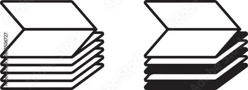 stack of rectangular index cards shapes, minimalist, black and white, geometric, abstract, modern, simple, line art