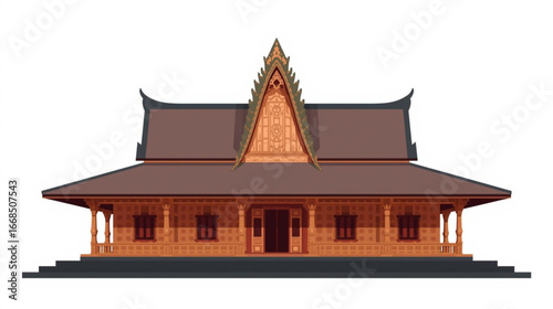 Unique Tongkonan Traditional House Illustration