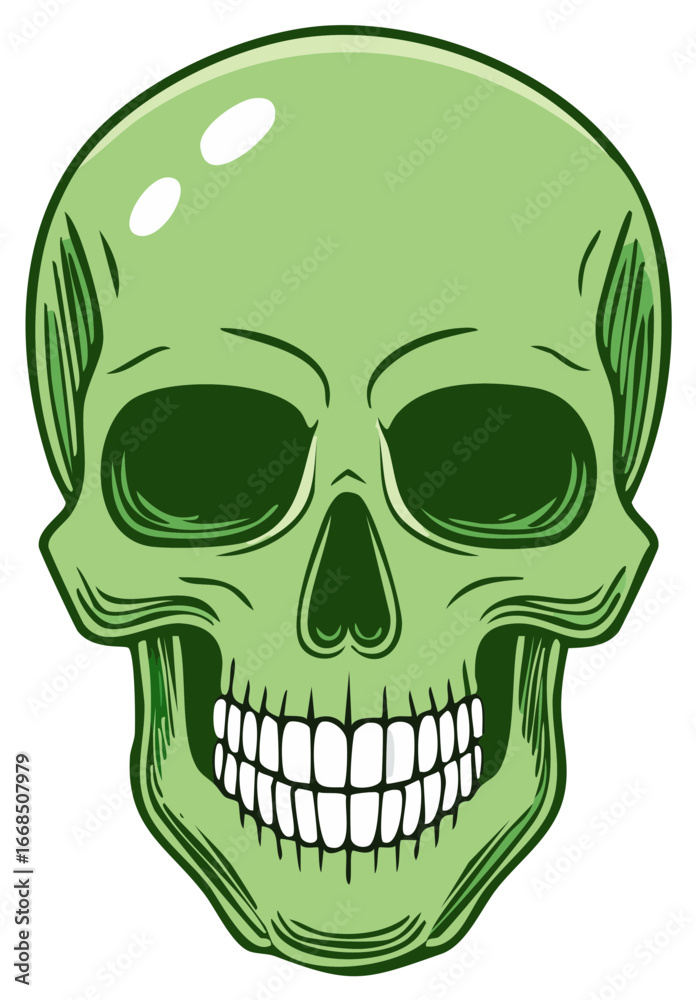 Obraz premium Lime Green Skull Graphic Illustration Spooky Scary Halloween Design