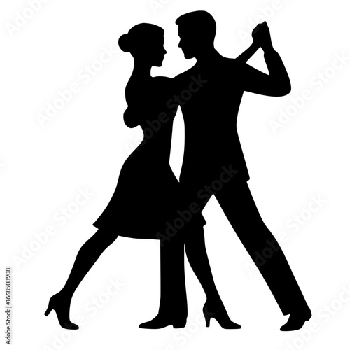 romantic tango dance silhouette of a couple performing elegant ballroom movements in a graceful pose