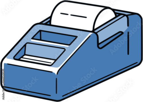 Payment Terminal with Receipt Printing Vector Illustration for Retail Transactions and Electronic Payments
