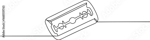 Razor blade in continuous one line art drawing minimalist style for barbershop and grooming design
