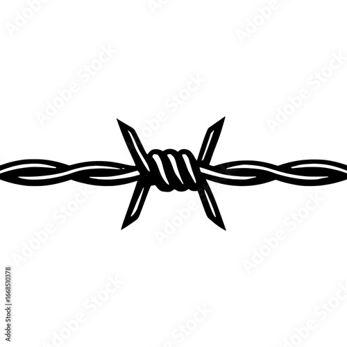 Vector Art of Barbed Wire - Seamless and Detailed Illustration of a Barbed Wire Strand, ideal for creating Borders, Frames, and Fencing Concepts.