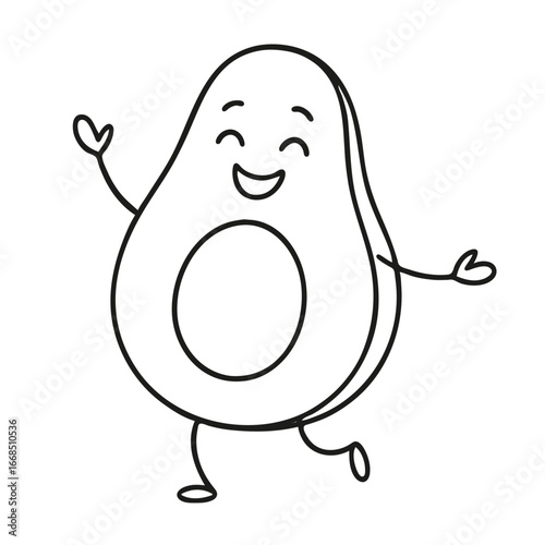 Cartoon of happy avocado