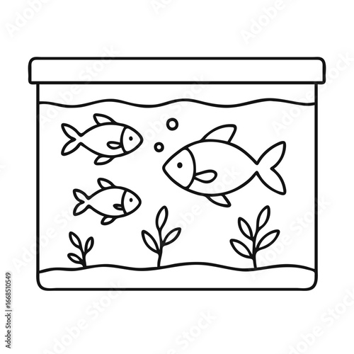 Drawing of aquarium with fishes