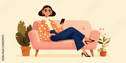 An elegant woman is relaxin...