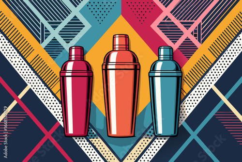Bold Cocktail Shaker Geometric High-Quality Stock Image Suitable for Design