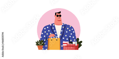 A stylish man exudes confid...