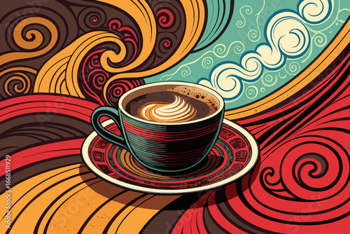 Bold Espresso Cup With Dynamic Swirl Professional Photo Perfect for Editorial Content