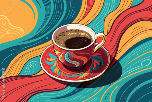 Beautiful Bold Espresso Cup With Dynamic Swirl Creative Visual