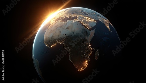 Wallpaper Mural Earth, Africa highlighted, sunrise Torontodigital.ca