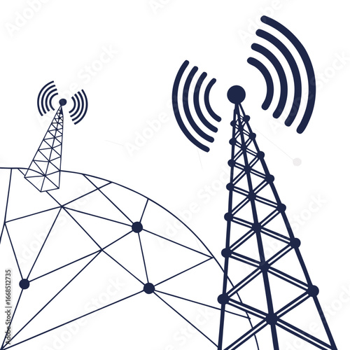Wireless Communication Network Tower Illustration
