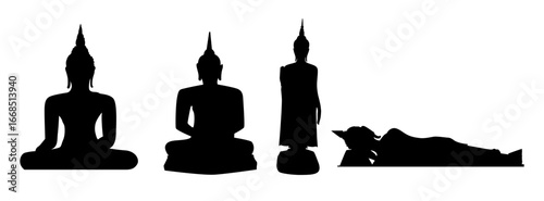 Set of buddha silhouette vector. Vector illustration