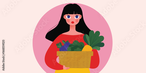A lady's illustration holdi...