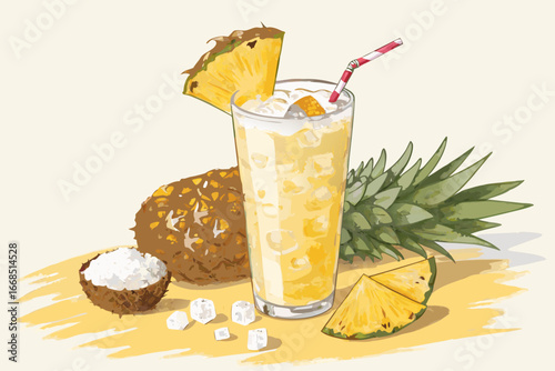 Bold Colada Drink With Pineapple High-Quality Stock Image Ideal for Marketing