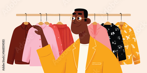 A stylish man in a vibrant ...