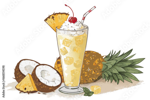 Bold Colada Drink With Pineapple Professional Photo Perfect for Editorial Content