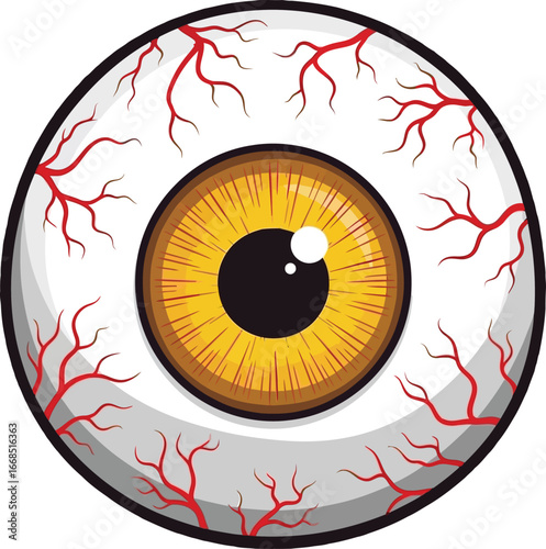 Creepy Halloween Eye Vector Illustration of a Glowing Eyeball