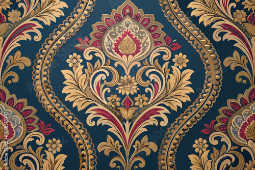 Bold Victorian Vintage Wallpaper With Detailed Orn High-Quality Stock Image Great for Commercial Pro